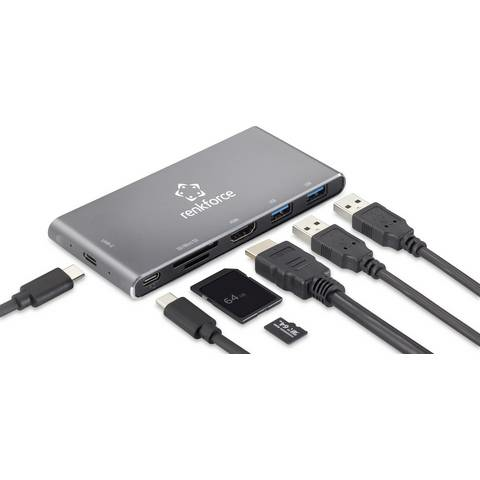 B-Ware Renkforce Rf 4599772 Usb C Dockingstation Usb C Power Delivery Kartenleser 4 K - 4064161148502