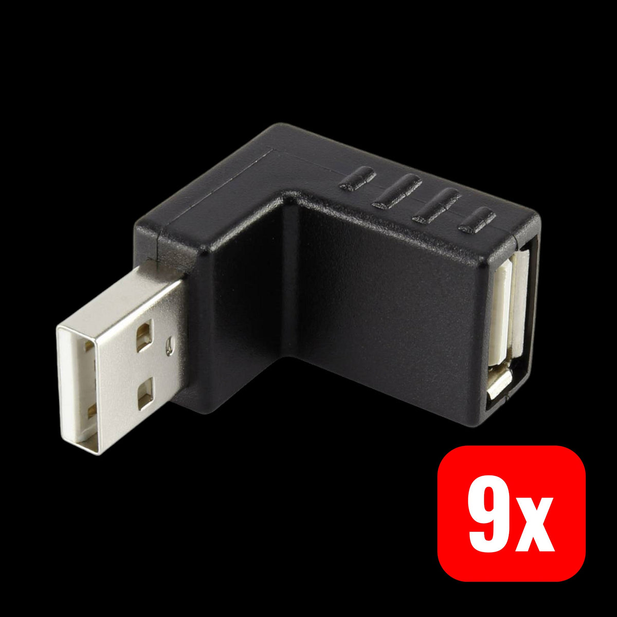Renkforce Adapter Verbindung USB 2.0 Stecker Buchse gewinkelt schwarz 9 STÜCK - 4016138994087