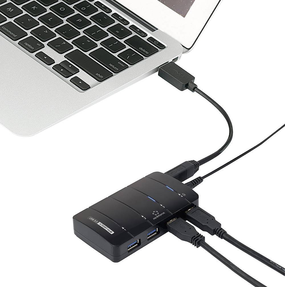Renkforce 4 Port Usb 3.0 Hub Schwarz Schnellladeport Status Le Ds Netzteil B-Ware