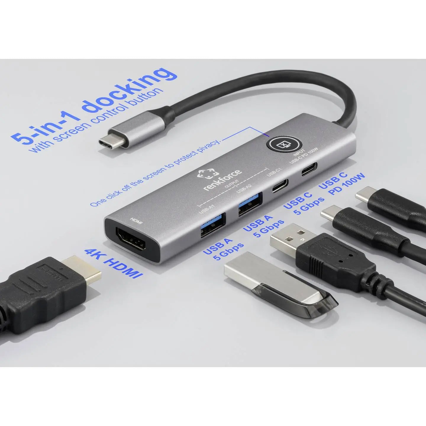 B-Ware Renkforce Dockingstation Dock Usb C Hdmi Buchse Grau Universal Macbook - 4064161475080