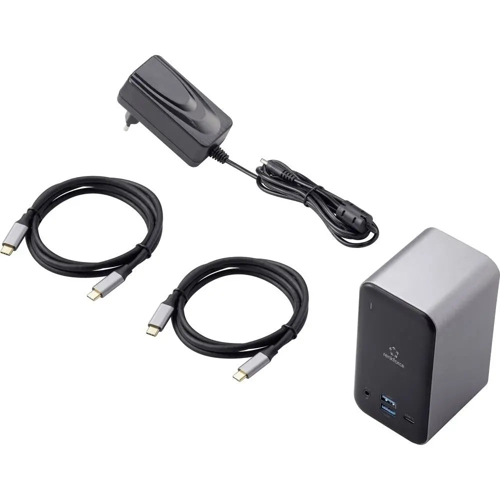 Station d'accueil pour ordinateur portable Renkforce USB-C (produit de seconde main) avec fonction de charge universelle et tour de charge (Laden878)