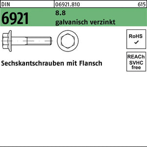 B-Ware Reyher Sechskantschraube Flanschschraube Din6921 Stahl 8.8 M12x45 Verzinkt 100st