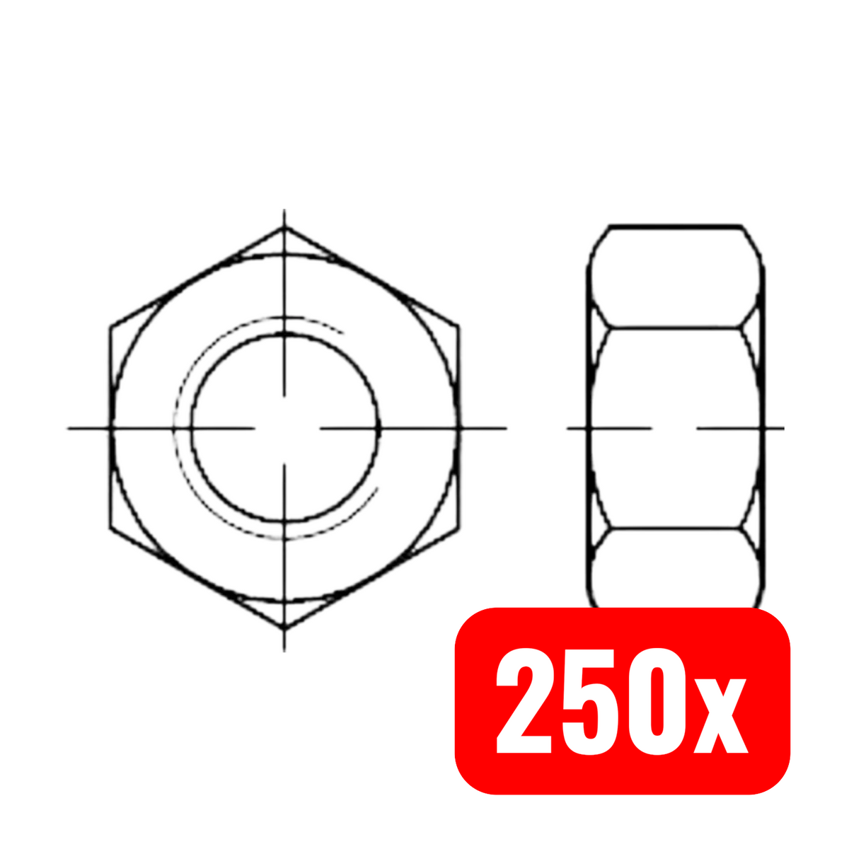 Reyher Sechskantmutter Mutter DIN 934 Edelstahl A2 70 M3 Packung 250 STÜCK - 4051427336308