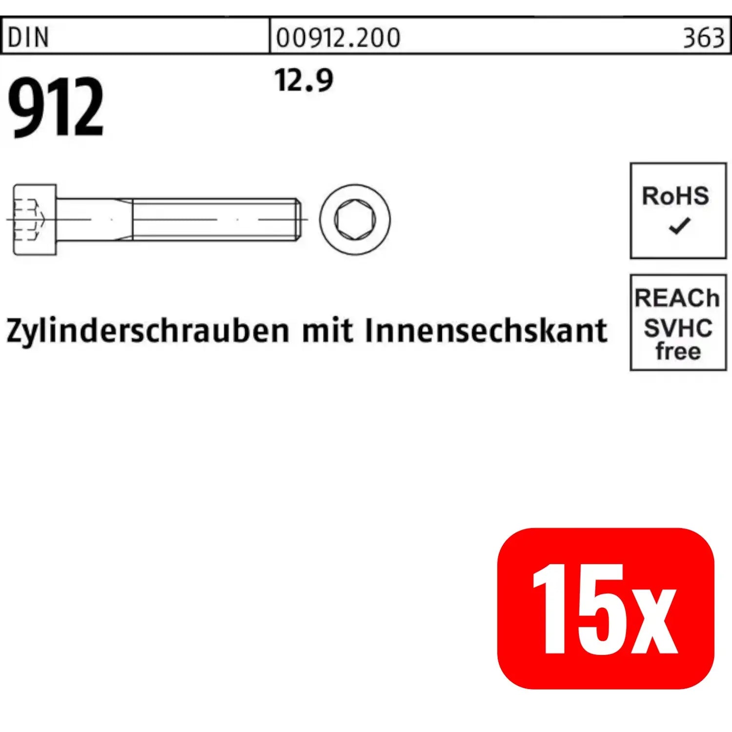 B-Ware Reyher Zylinderschrauben Schrauben Innensechskant Zylinderkopf Stahl 15 Sets - 4043952161449