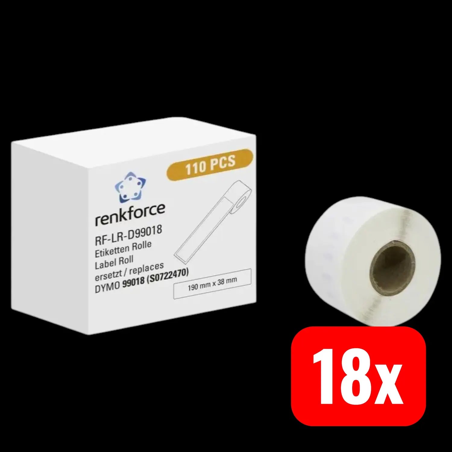 B-Ware Renkforce Vielzweck Etiketten Rolle Kompatibel Papier Permanent Haftend 18 Sets - 4064161314099
