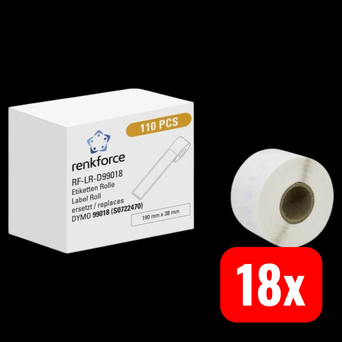 Renkforce Vielzweck Etiketten Rolle Kompatibel Papier Permanent haftend 18 SETS - 4064161314099