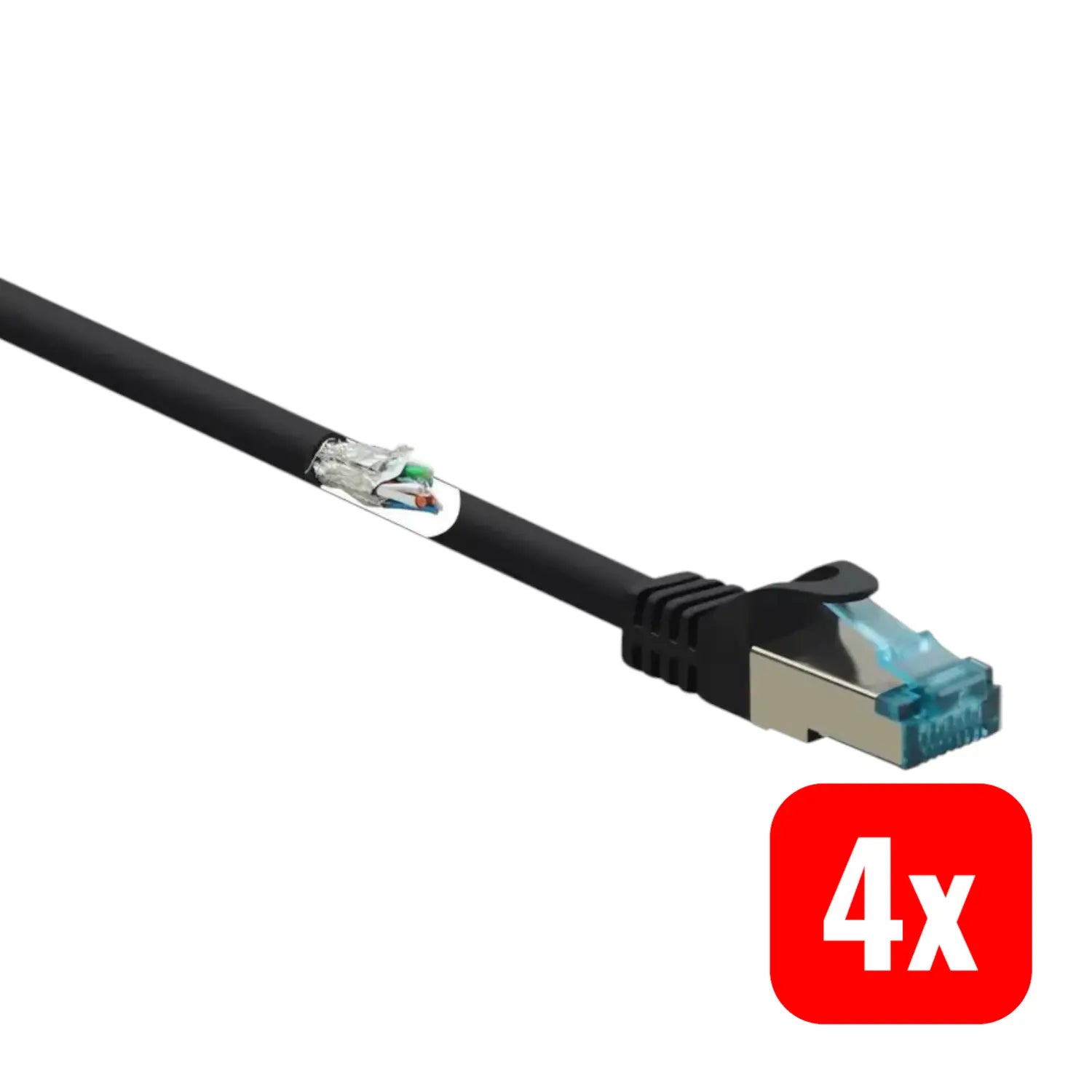 B-Ware Renkforce Patchkabel Netzwerkkabel Lan Cat 6a Schwarz Flammwidrig 10 M 4 Stück - 4064161207032