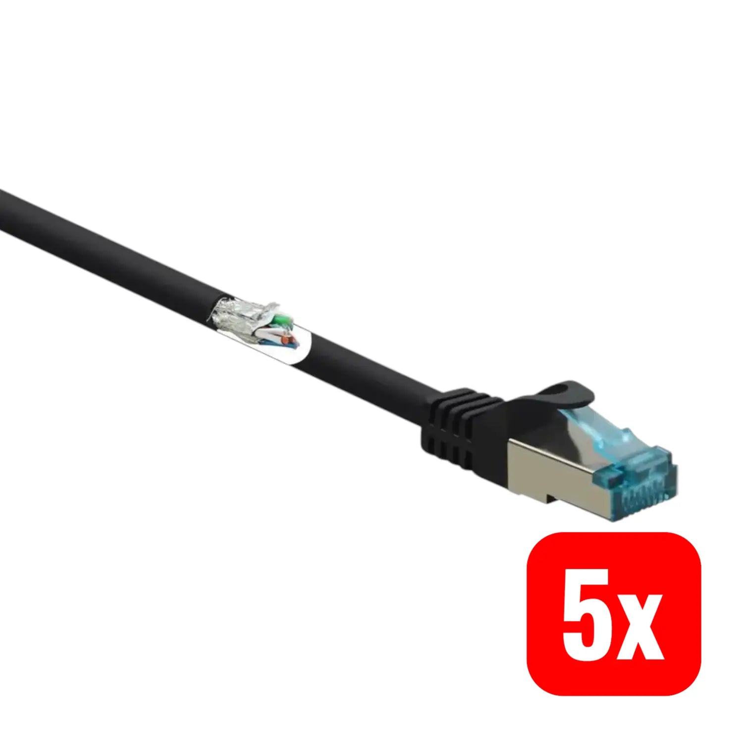 B-Ware Renkforce Patchkabel Netzwerkkabel Lan Rj45 Schwarz Cat6a Flammwidrig 2m 5 Stück - 4064161207063