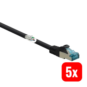 B-Ware Renkforce Patchkabel Netzwerkkabel Lan Rj45 Schwarz Cat6a Flammwidrig 2m 5 Stück