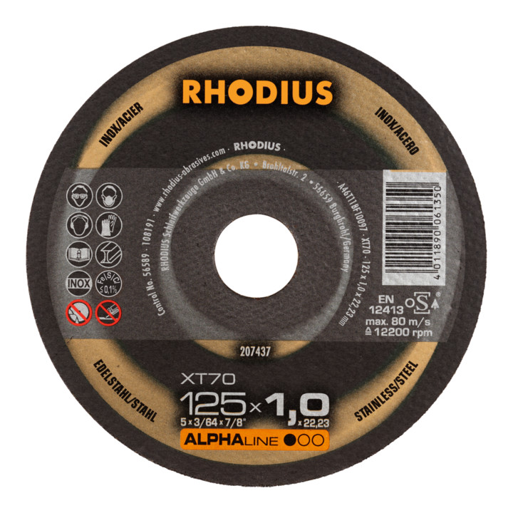 Rhodius Alph Aline Xt70 Trennscheibe Trenn Scheibe Edelstahl 125 X 1 0 X 22 23 Mm B-Ware - 4011890123126