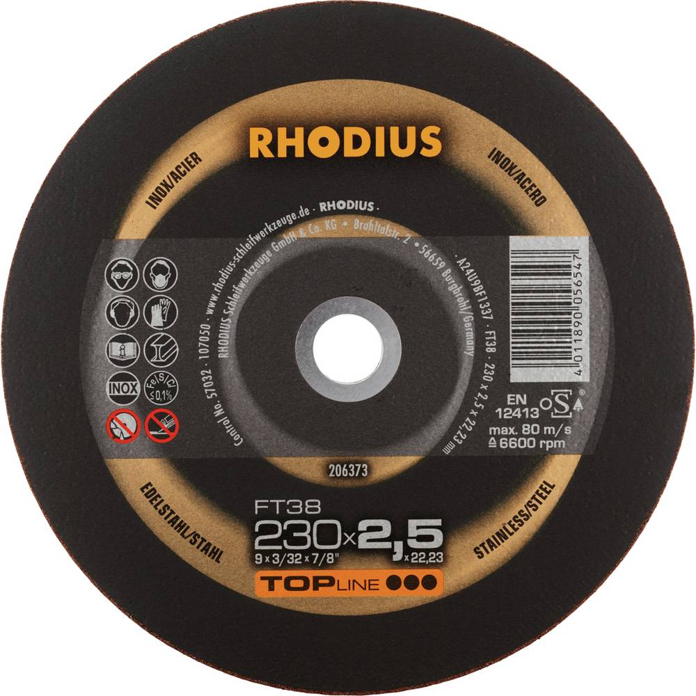 Rhodius Trennscheiben Set Scheiben Edelstahl Stahl 25 Stück FT38 206373 - 4011890056547