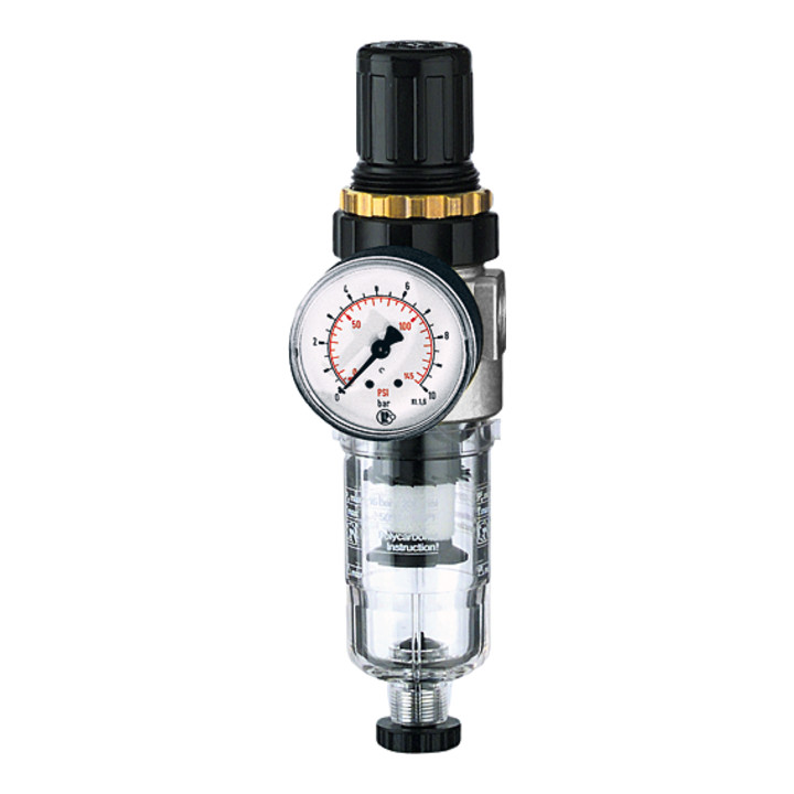 B-Ware Riegler Filterregler Regler Druckluft G 1/4 Polycarbonatbehälter Manometer  - 4047322355223