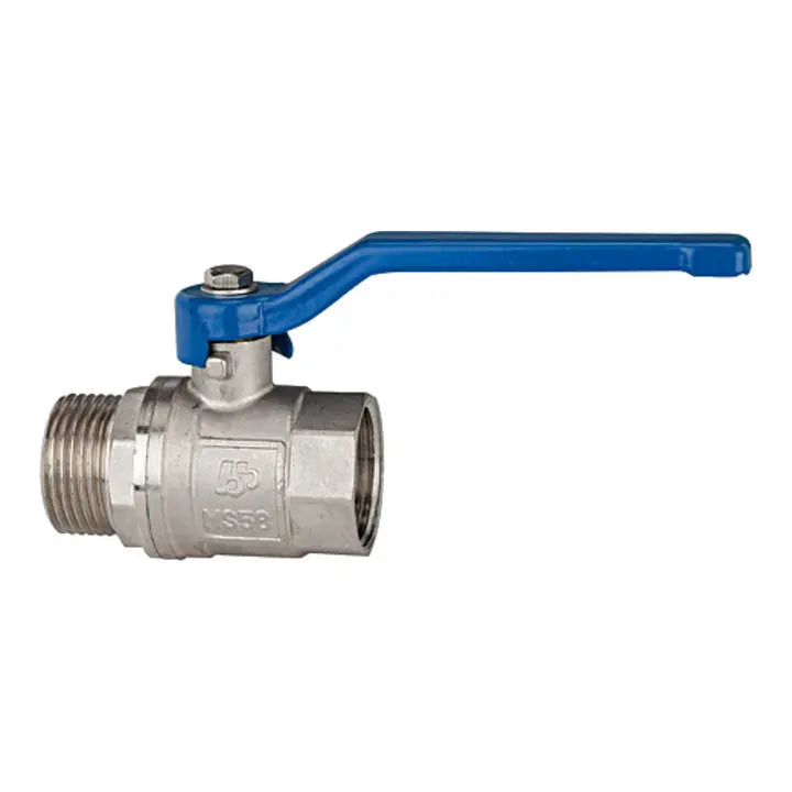 B-Ware Riegler Kugelhahn Ventil Handhebel Blau Messing Vernickelt Ig/Ag G 2 Valve Line - 4047322074377