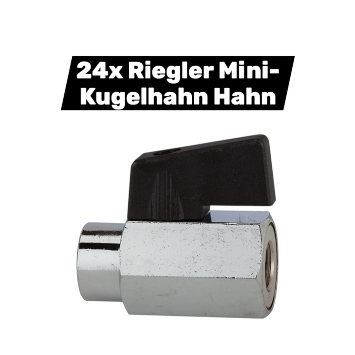 Riegler Mini Kugelhahn Hahn G 1/8 Ig Dn 8 Glatte Oberfläche Ms 24 Stück B-Ware - 4047322081061