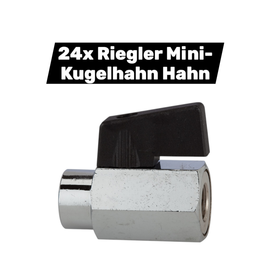 Riegler Mini Kugelhahn Hahn G 1/8 Ig Dn 8 Glatte Oberfläche Ms 24 Stück B-Ware - 4047322081061