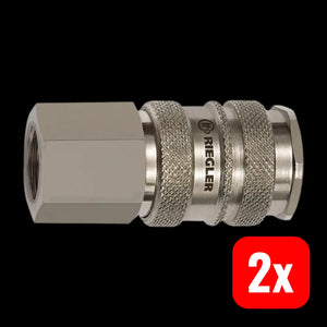 B-Ware Riegler Kupplung Schnellverschluss Verbinder Nw 10 Messing Stahl G1/2 Ig 2 Stück