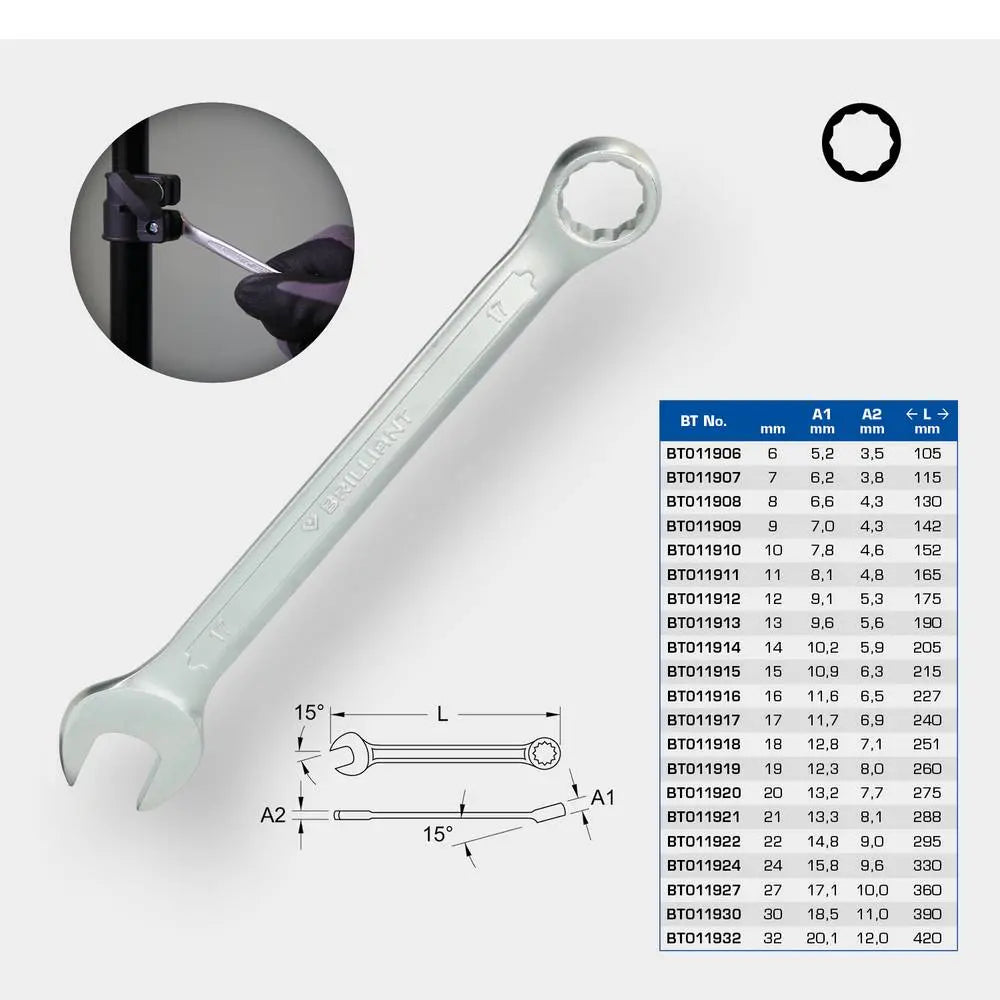 B-Ware Brilliant Tools Ringmaulschlüssel Bt011916 Schraubenschlüssel 16 Mm 7 Stück - 4042146773819