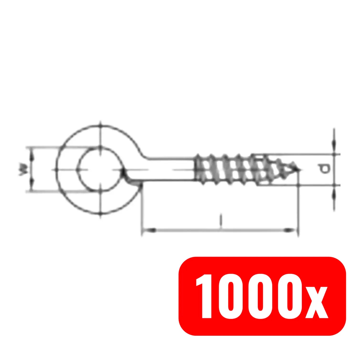 B-Ware Ringschraubösen Typ1 ösen Schraube Stahl Verzinkt 10x3mm 1000 Stück - 4053199306305