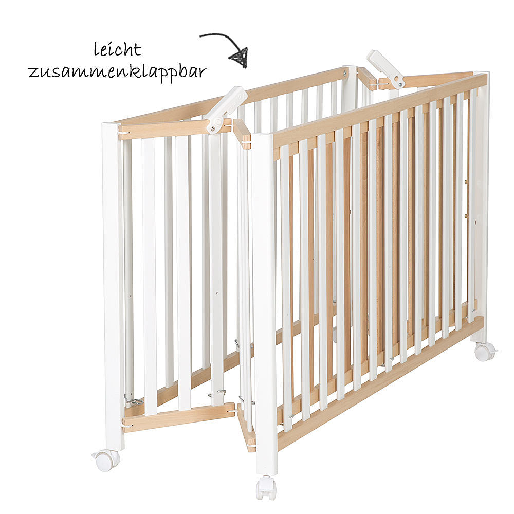 Roba Fold Up Kinderbett Babybett Bett Gitterbett Bettchen 60 X120 Cm Buche Weiß B-Ware