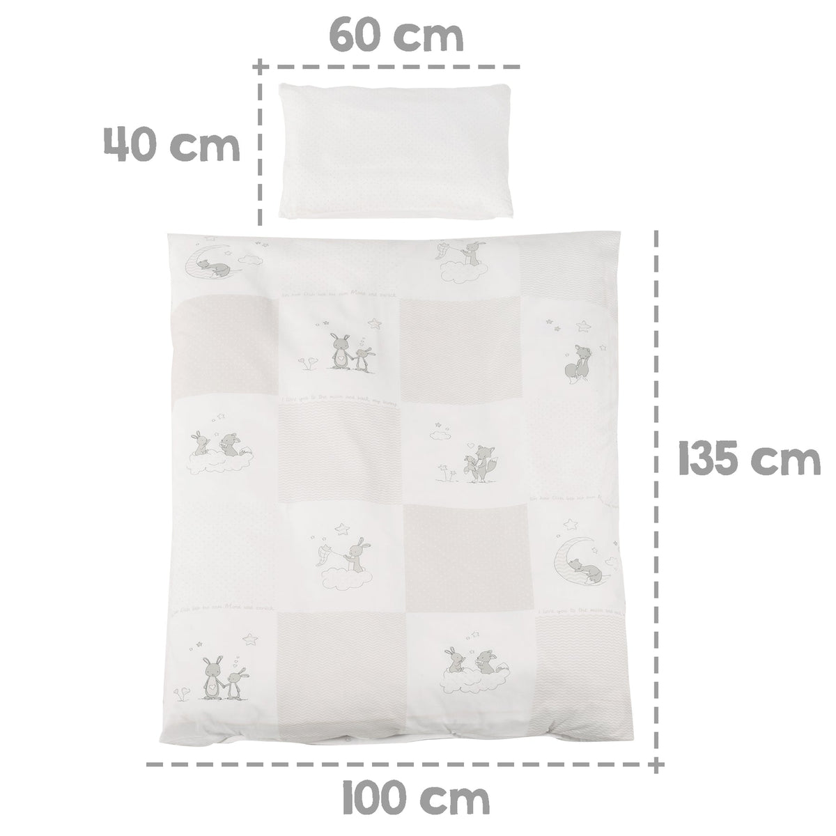 roba Komplettbettset Babybett Set Fox & Bunny weiß 70x140cm Bettwäsche Matra688 - 4005317286785