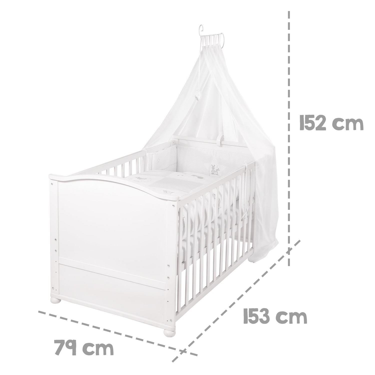 B-Ware Roba Komplettbettset Babybett Set Fox & Bunny Weiß 70x140cm Bettwäsche Matratze - 4005317286785