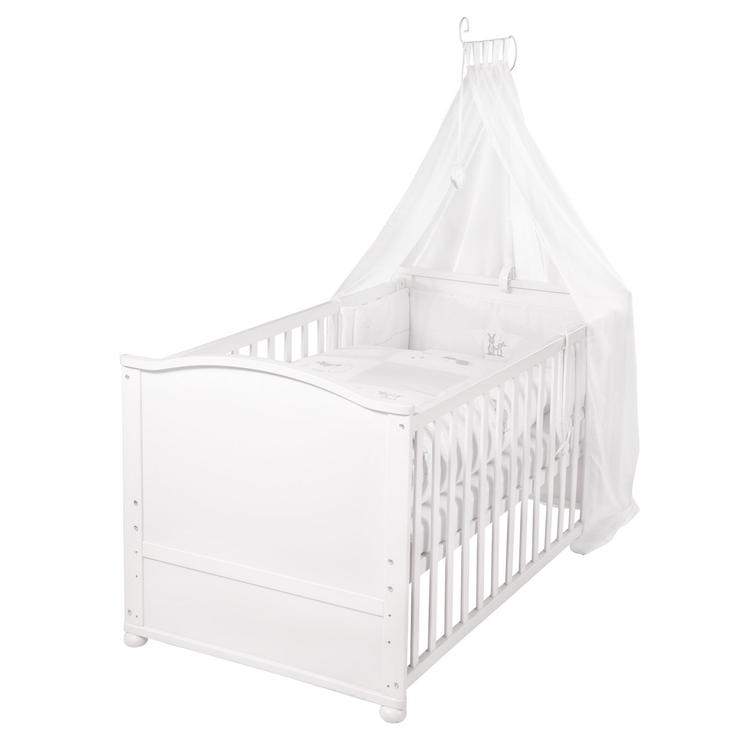 Roba Komplettbettset Babybett Set Fox & Bunny Weiß 70x140cm Bettwäsche Matratze B-Ware