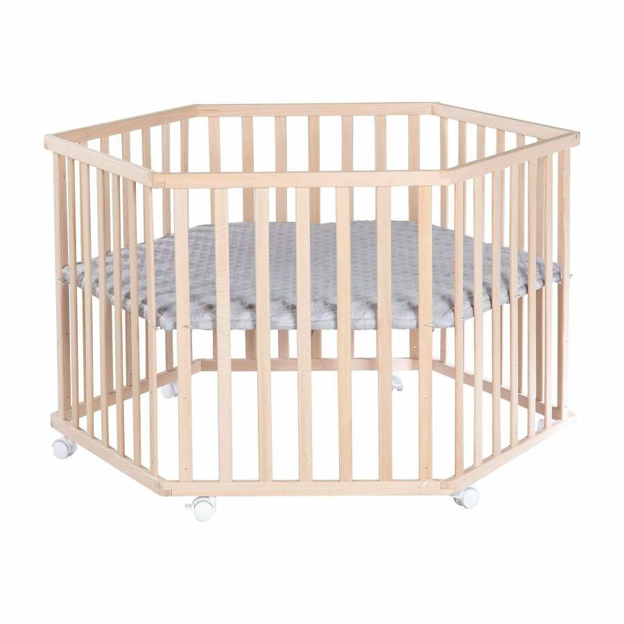 Roba Laufgitter 6 Eckig Style Laufstall Krabbelgitter Babybett Bett Silbergrau B-Ware - 4005317333960