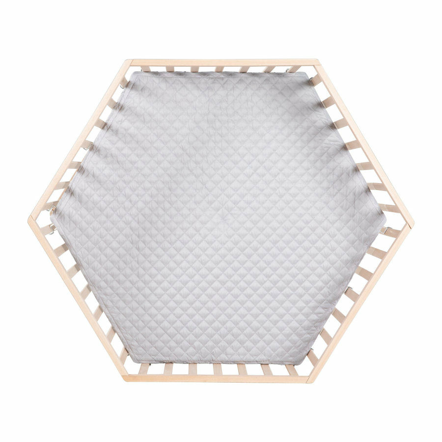 B-Ware Roba Laufgitter 6 Eckig Style Laufstall Krabbelgitter Babybett Bett Silbergrau