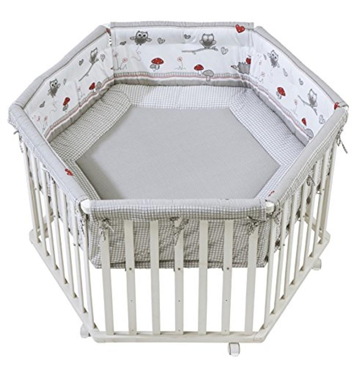 Roba Laufgitter Adam & Eule Laufstall 6 Eckig Krabbelgitter Weiß 120 Cm B-Ware
