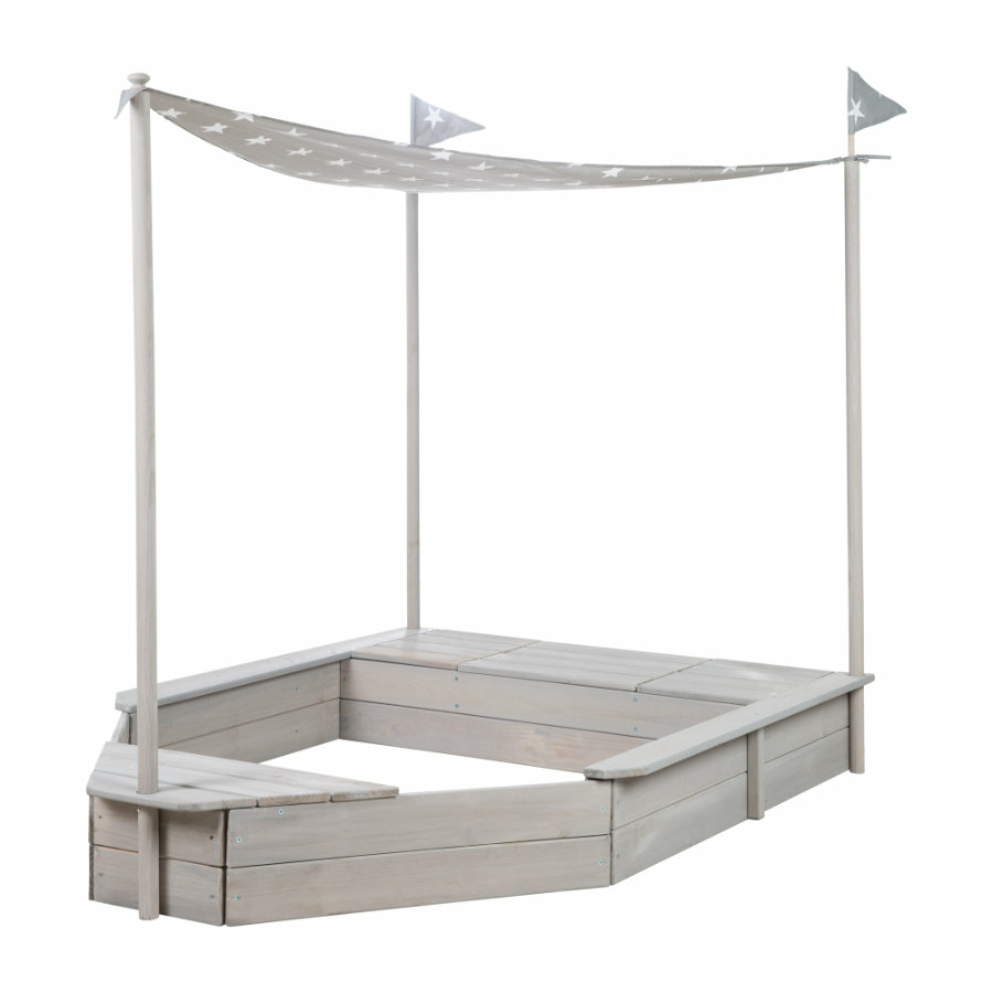 B-Ware Roba Sandkasten Boot Little Stars Spielkasten Sandkastenschiff Mit Sonnendach
