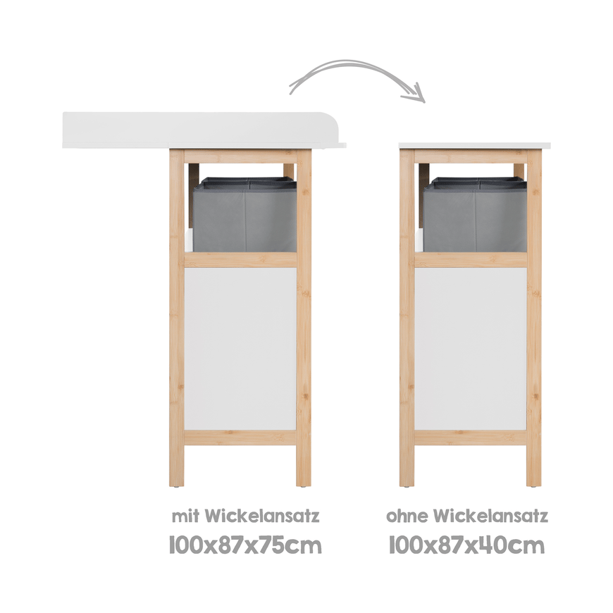 B-Ware Roba Wickelkommode Wickeltisch Berlin Kommode Weiß Bambus Wickelaufsatz229 - 4005317341347