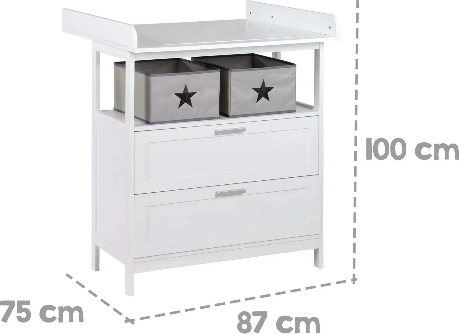 B-Ware Roba Wickeltisch Hamburg Mit Zubehör 2 Schubladen 2 Boxen Wandmontage 92 Cm