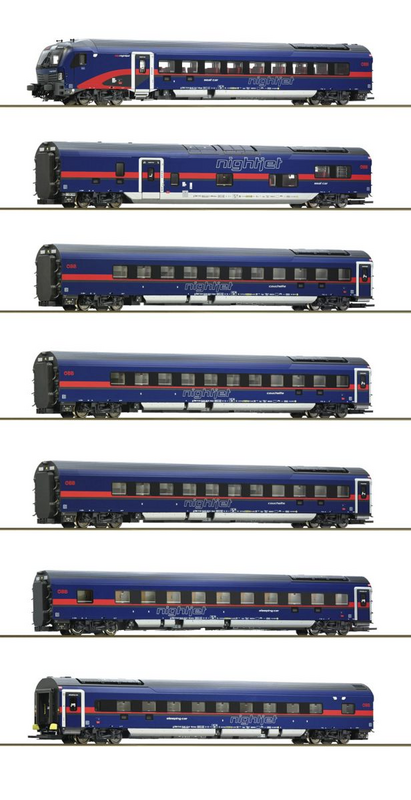 Roco 7er Set Nightjet Obb Dc Wagenset Schlafwagen Personenzug Modellbahn B-Ware - 9005033067397