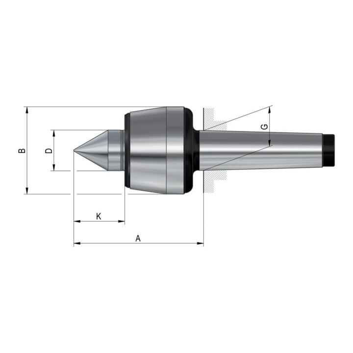 Röhm Drehbankspitze Körnerspitze Mitlaufende 60 Grad Morsekegel 3 22mm B-Ware - 4019208014272