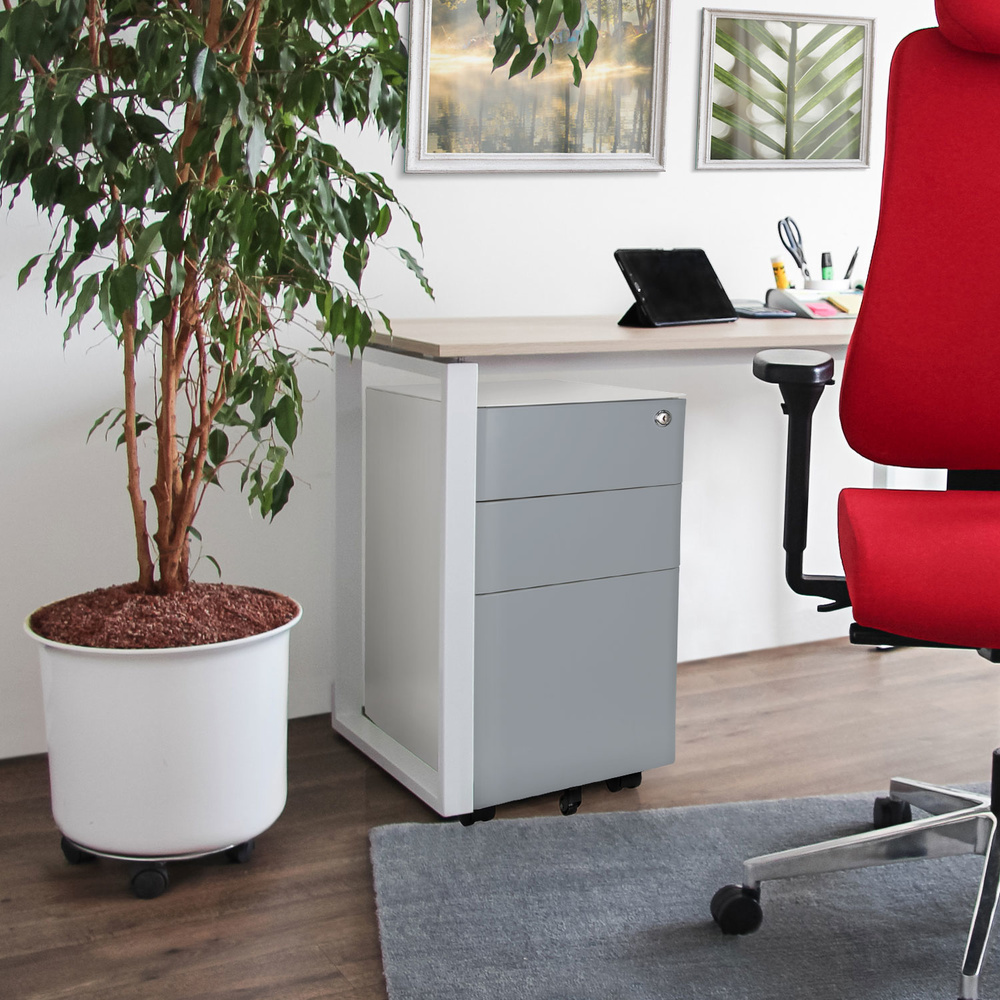 Hjh Office Rollcontainer Container Schublade Metall Weiß Grau Hängeregistratur B-Ware - 4064323002239