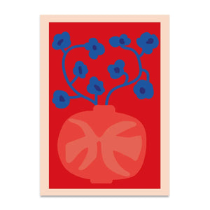 B-Ware Paper Collective Poster Kunstdruck The Red Vase Poster Florale Vase Gemälde