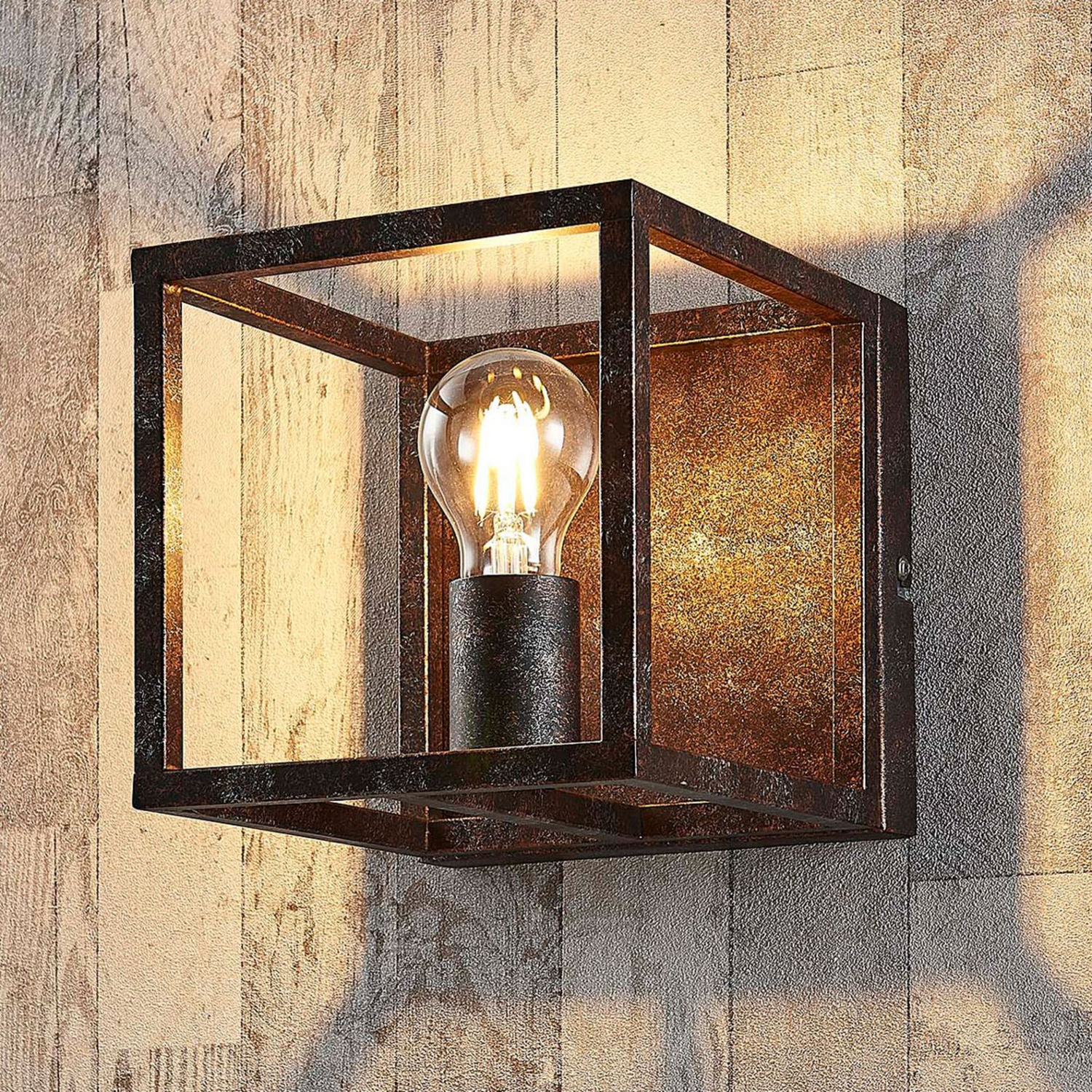 B-Ware Lindby Wandleuchte Emin Wandlampe Lampe Flurleuchte E27 Ip20 Metall Rostfarben