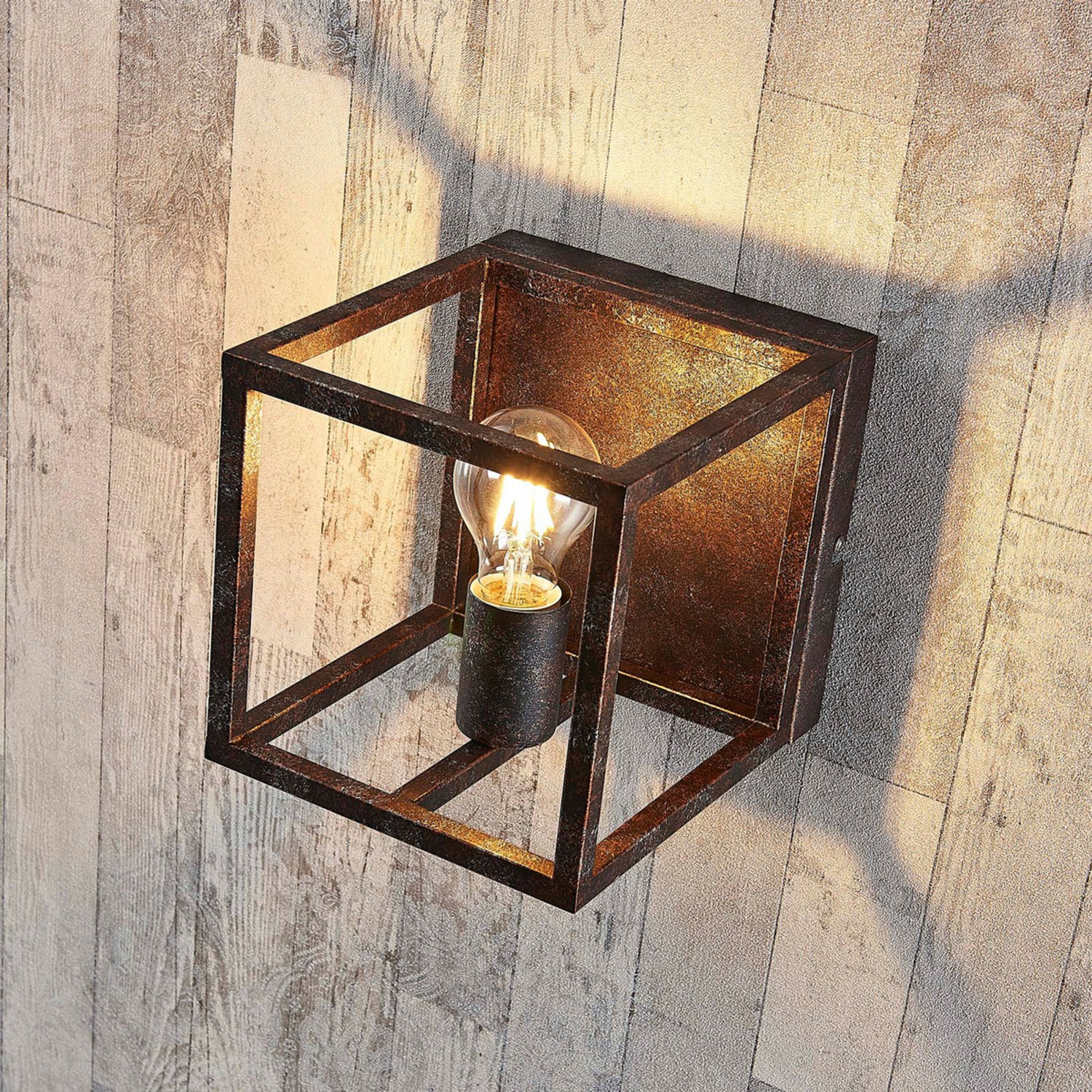 B-Ware Lindby Wandleuchte Emin Wandlampe Lampe Flurleuchte E27 Ip20 Metall Rostfarben