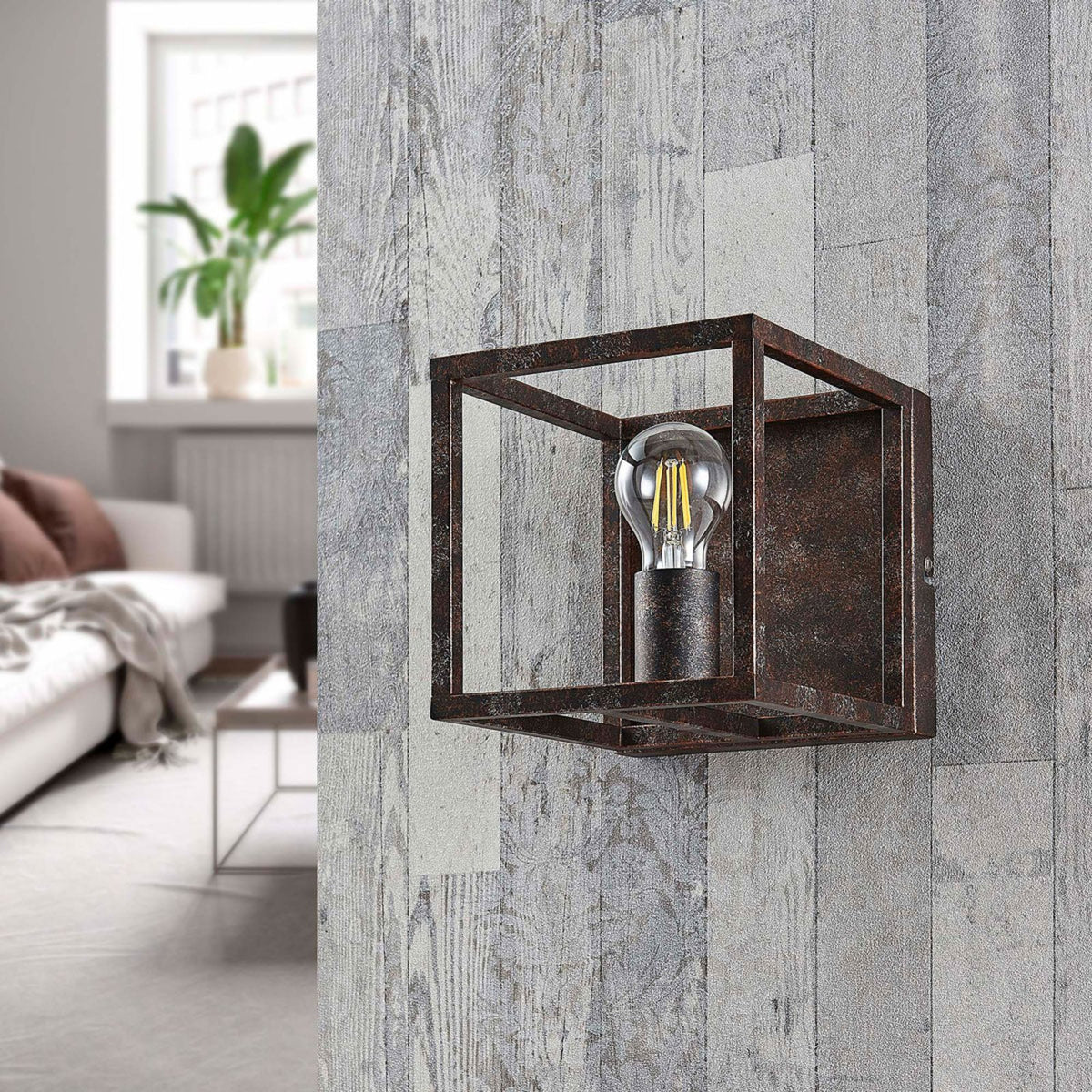 Lindby Wandleuchte Emin Wandlampe Lampe Flurleuchte E27 IP20 Metall Rostfarben - 4251096535808