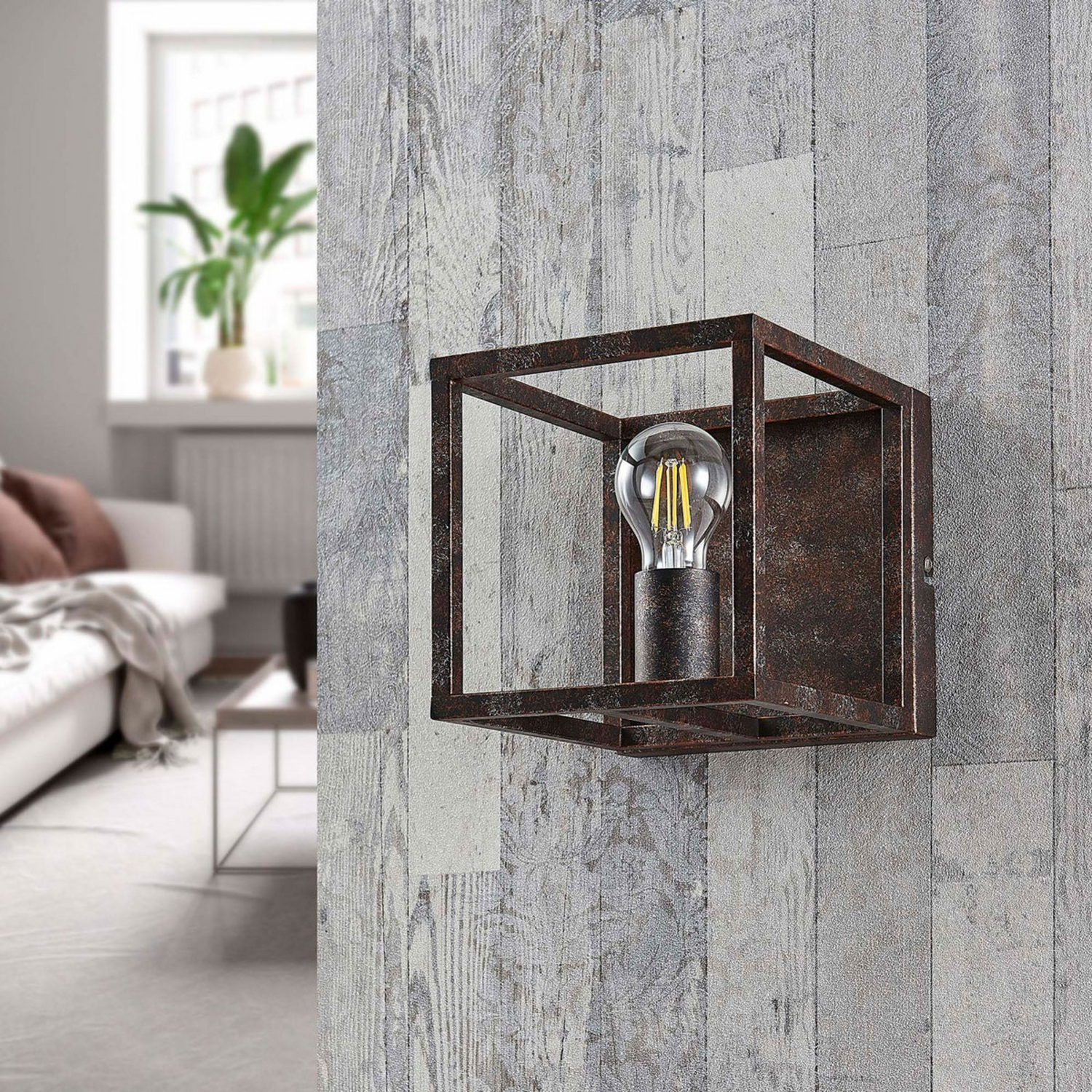 B-Ware Lindby Wandleuchte Emin Wandlampe Lampe Flurleuchte E27 Ip20 Metall Rostfarben