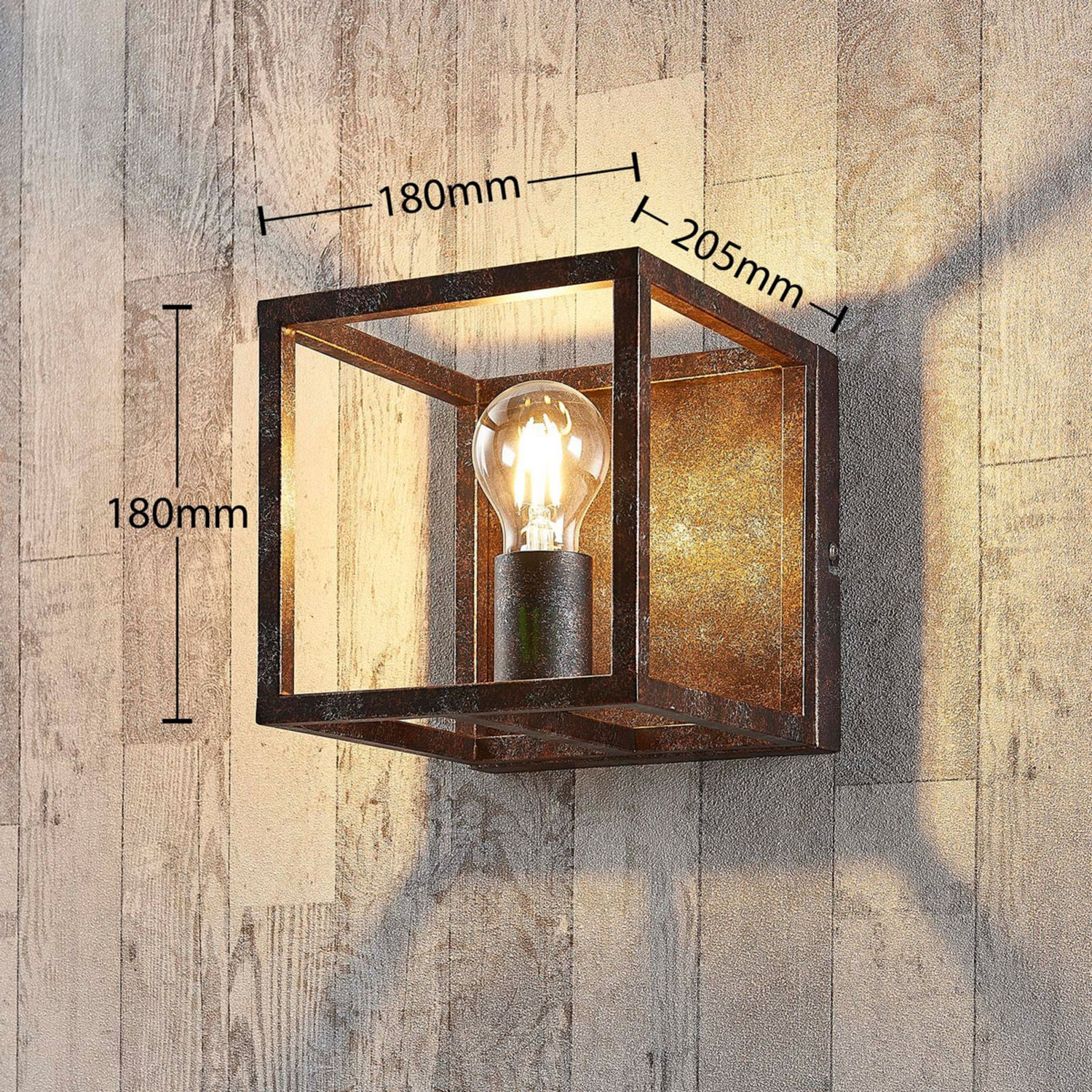 B-Ware Lindby Wandleuchte Emin Wandlampe Lampe Flurleuchte E27 Ip20 Metall Rostfarben