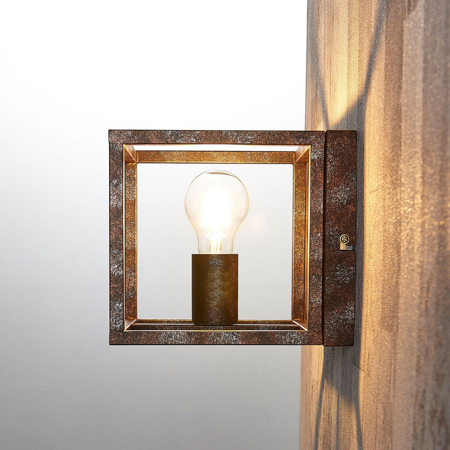 B-Ware Lindby Wandleuchte Emin Wandlampe Lampe Flurleuchte E27 Ip20 Metall Rostfarben