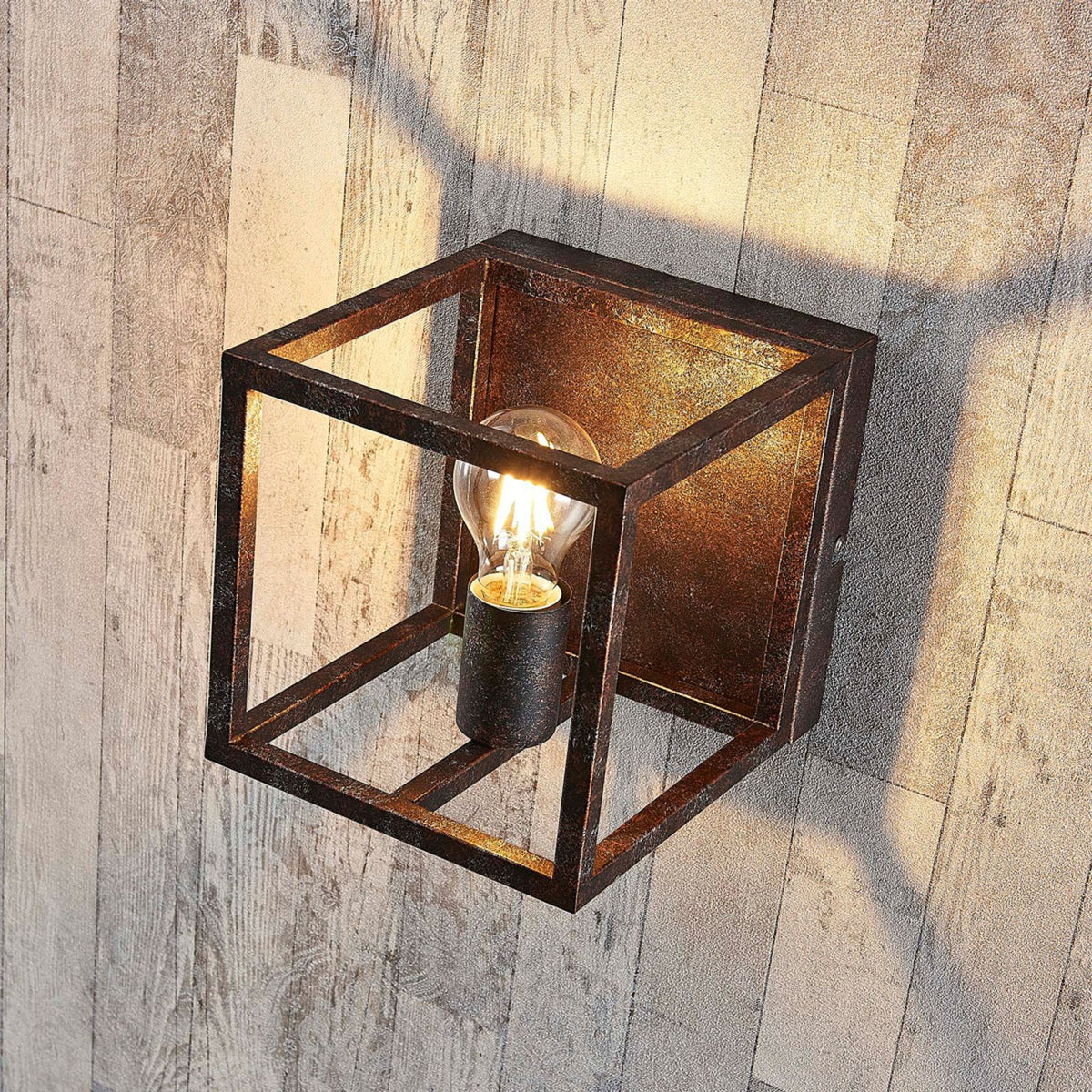 Lindby Wandleuchte Emin Wandlampe Lampe Flurleuchte E27 IP20 Metall Rostfarben - 4251096535808