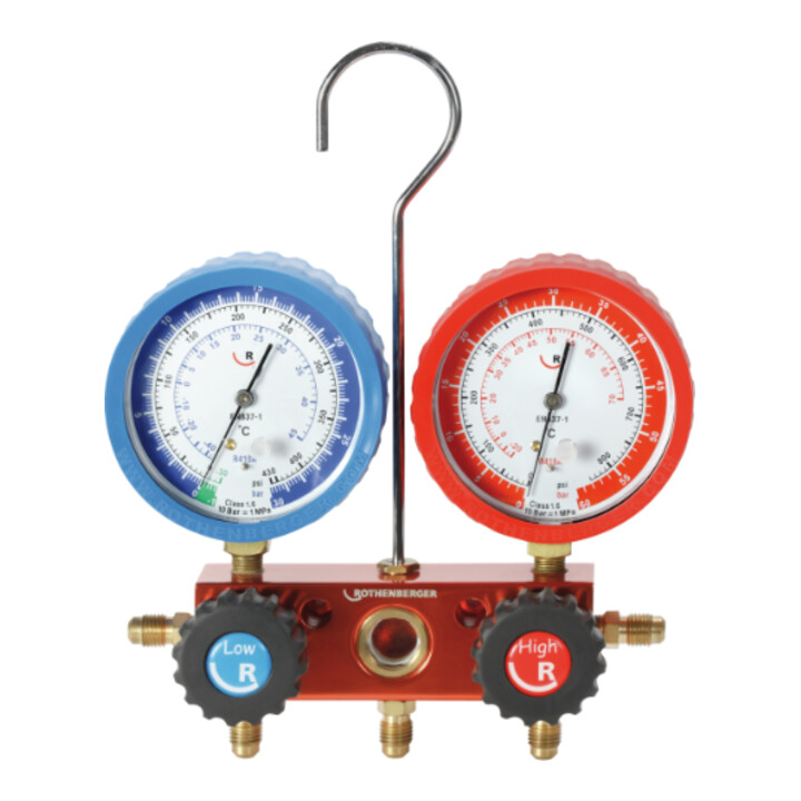 B-Ware Rothenberger Monteurhilfe Messgerät Kälteanlagen R410 A R32 2 Wege Manometer Set