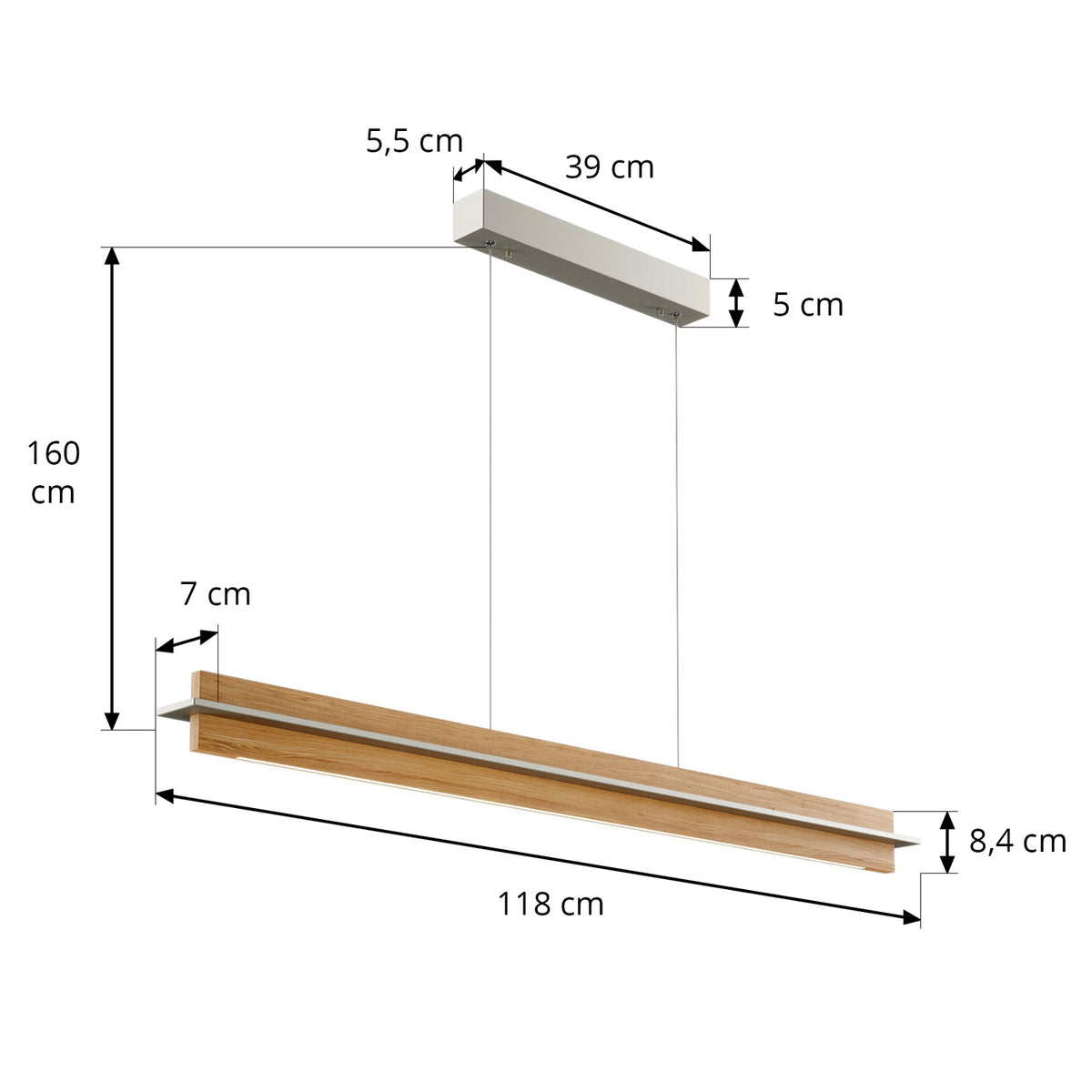 Quitani Pendelleuchte Hängelampe LED Eiche Nickel Esszimmer höhenverstellbar765 - 4251096570366