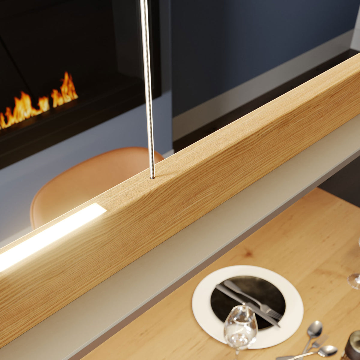 Quitani Pendelleuchte Hängelampe LED Eiche Nickel Esszimmer höhenverstellbar765 - 4251096570366