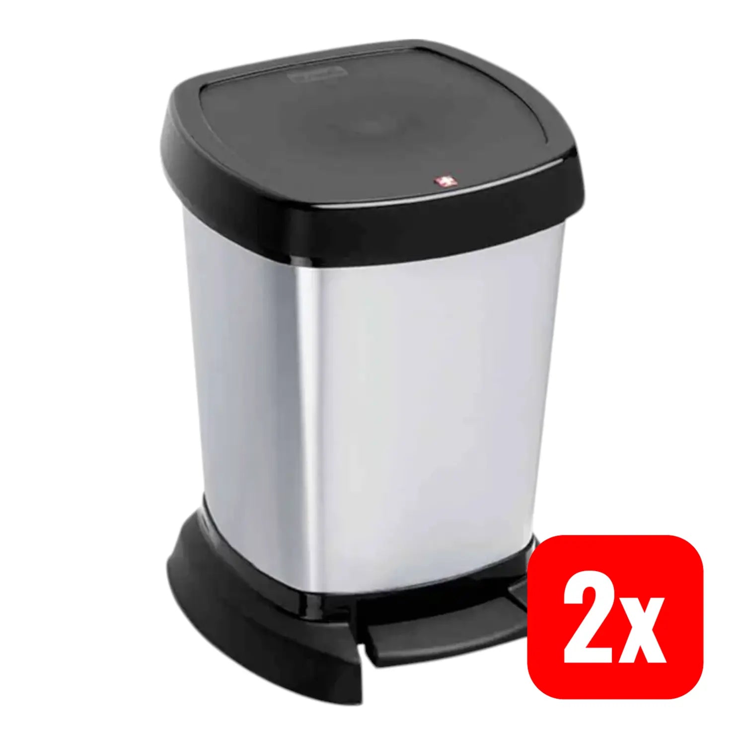 B-Ware Rotho Kosmetikeimer 6 L Mülleimer Bad Kunststoff Abfallbehälter Silber 2 Stück - 7610859135933