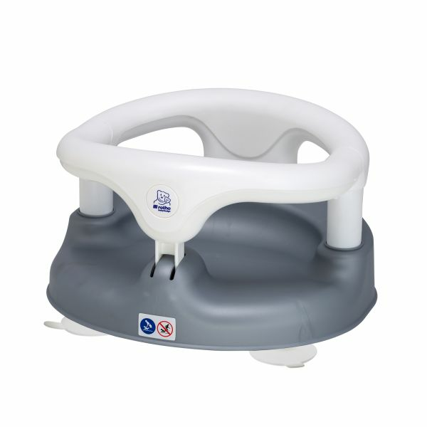 Rotho Baby Badesitz Badering Badestuhl Silbergrau Weiß Mit Klappbarem Bügel B-Ware - 4250226042872