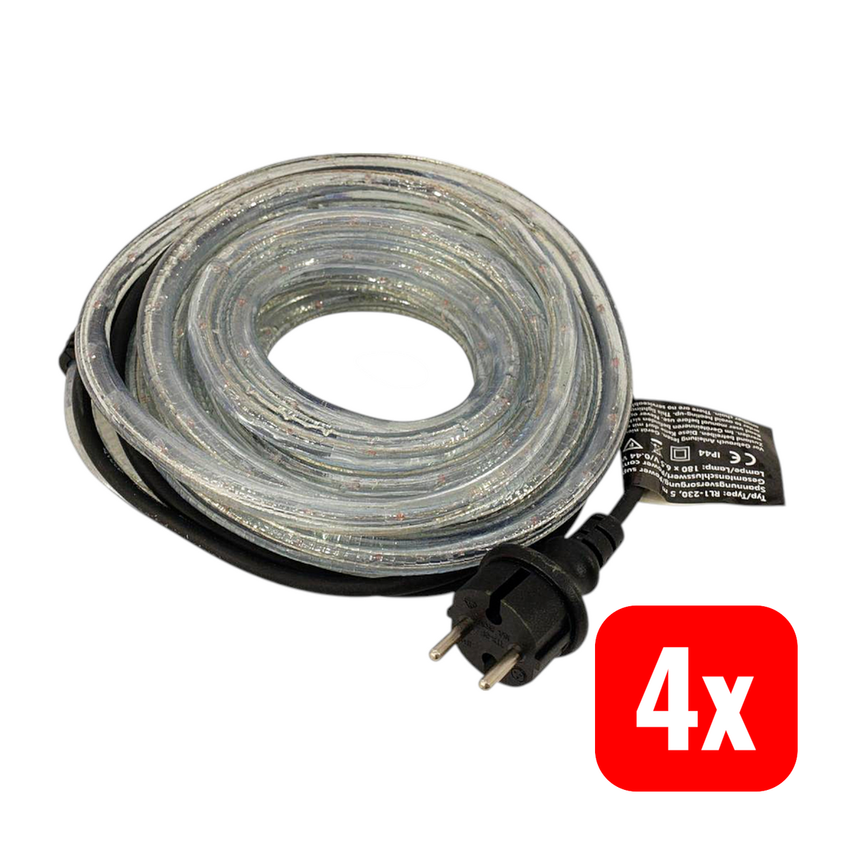 Eurolite Lichtschlauch 5m Lichterkette Transparent Licht Schlauch 4 STÜCK - 4026397146165