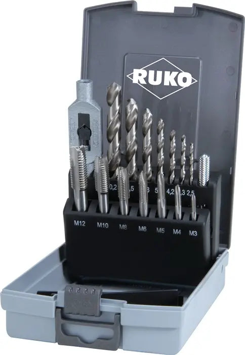 B-Ware Ruko Gewindebohrerkassette Set Bohrer Werkzeug M3 M4 M5 M6 M8 M10 M12 Hss 15tlg - 4007140148087